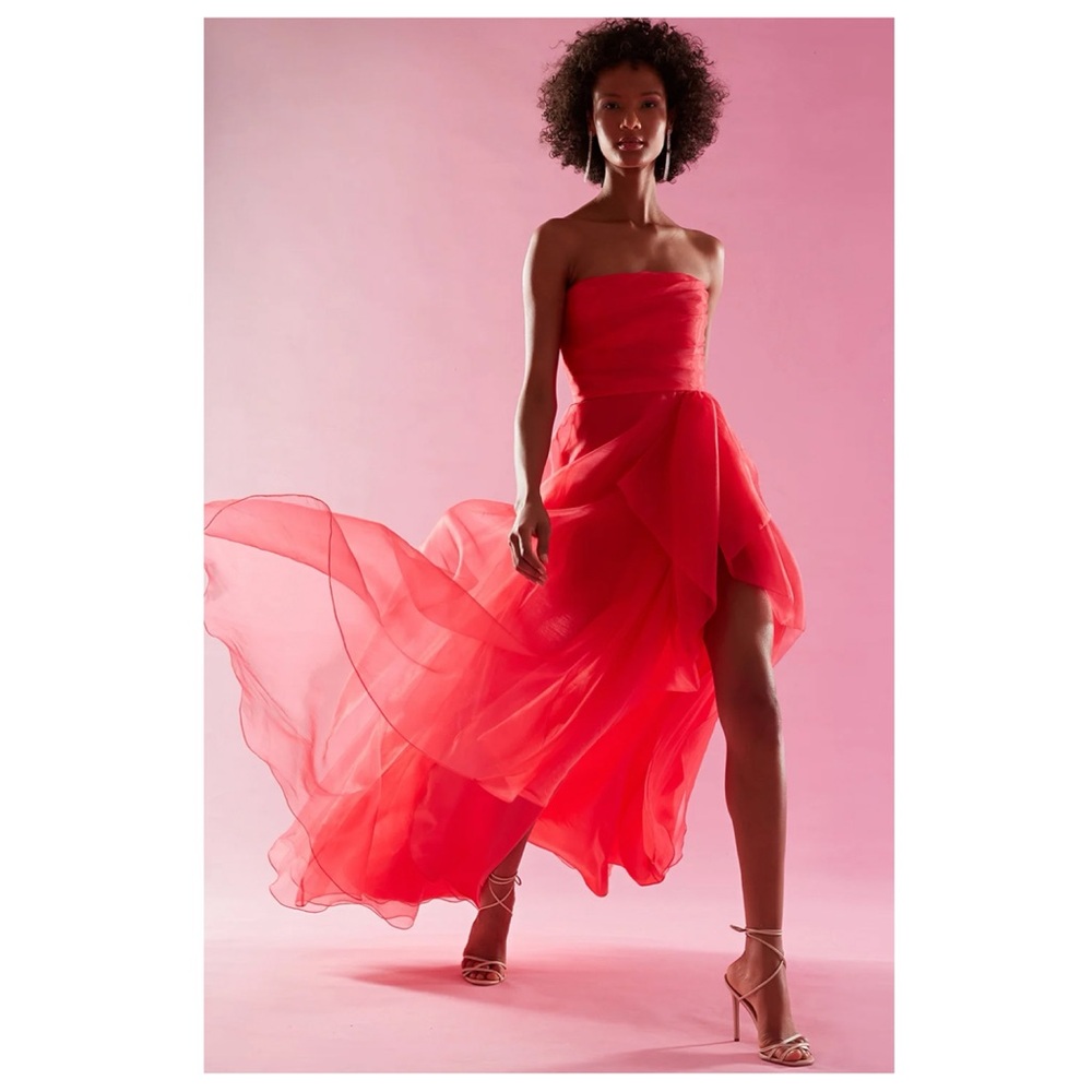 Theia Teresa Strapless Draped Gown